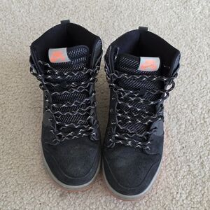 Nike Black and Gray High-Tops with Orange Accents